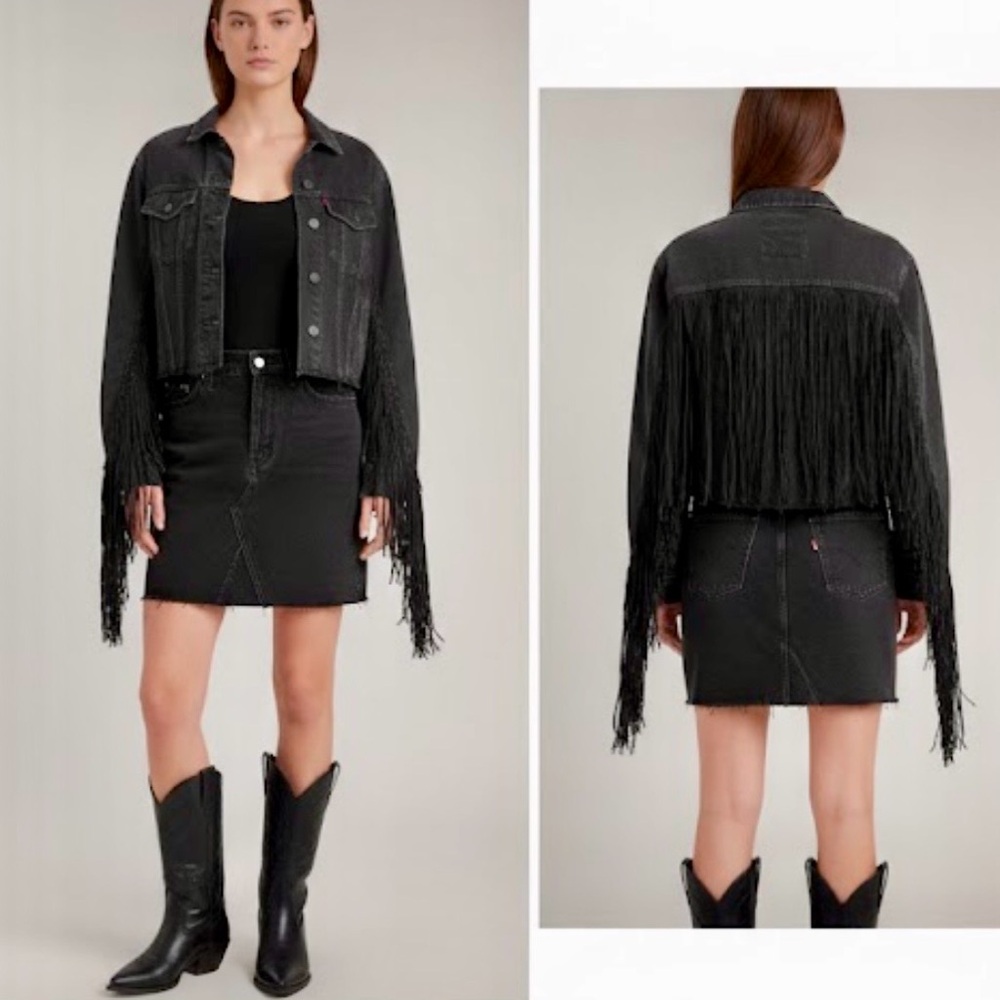 Levis Ex - Boyfriend Fringe Trucker Jacket